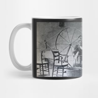 Candle Maker and spinning wheel, 19th century Mug